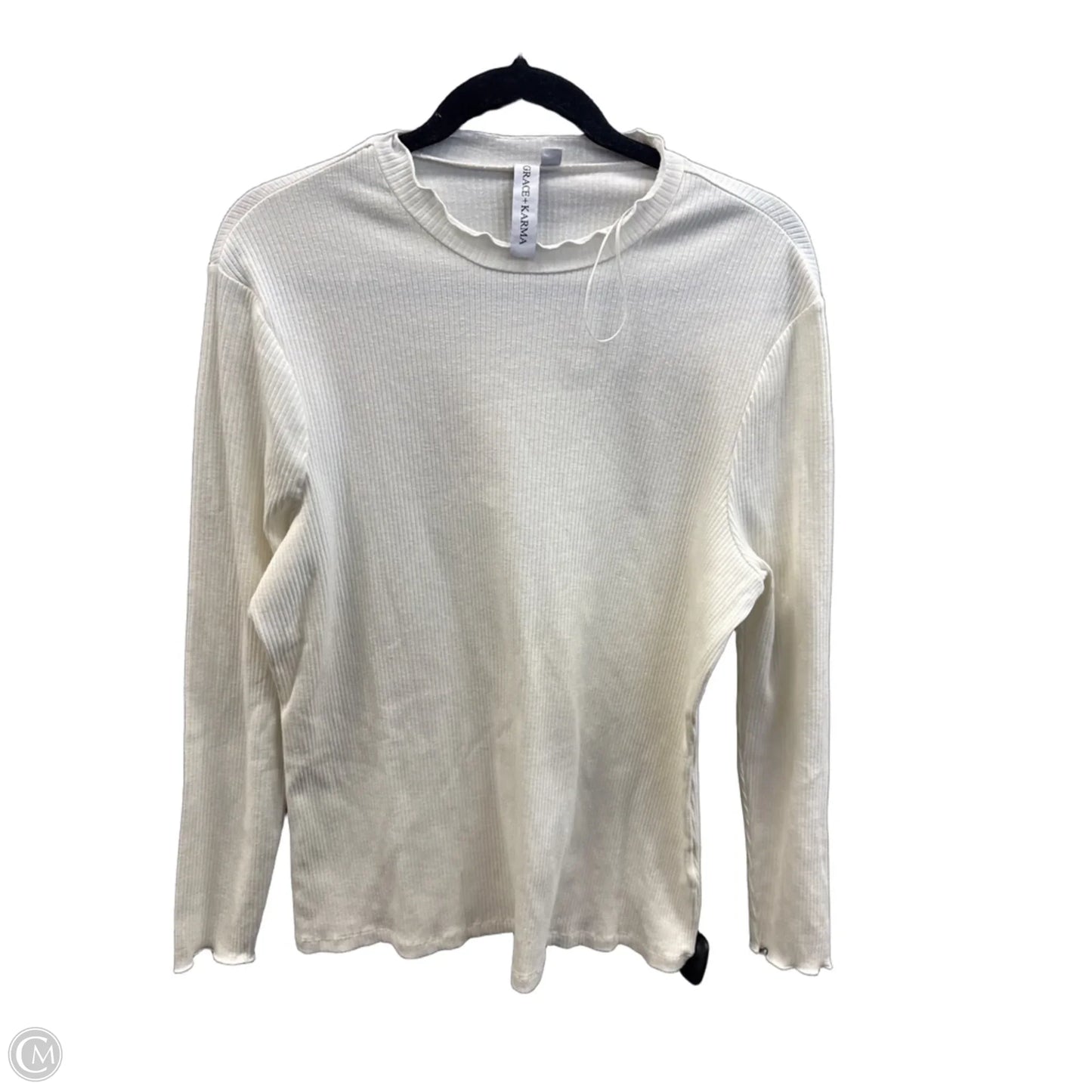 Top Long Sleeve By Grace + Karma In White, Size: 1x