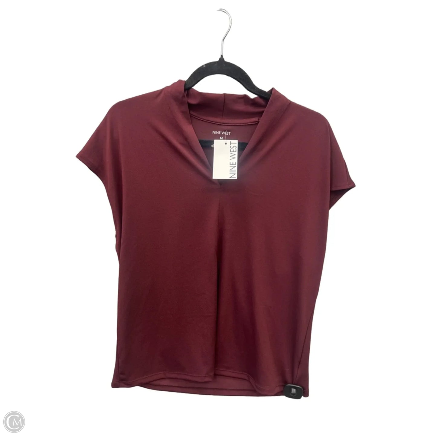 Blouse Short Sleeve By Nine West In Maroon, Size: M