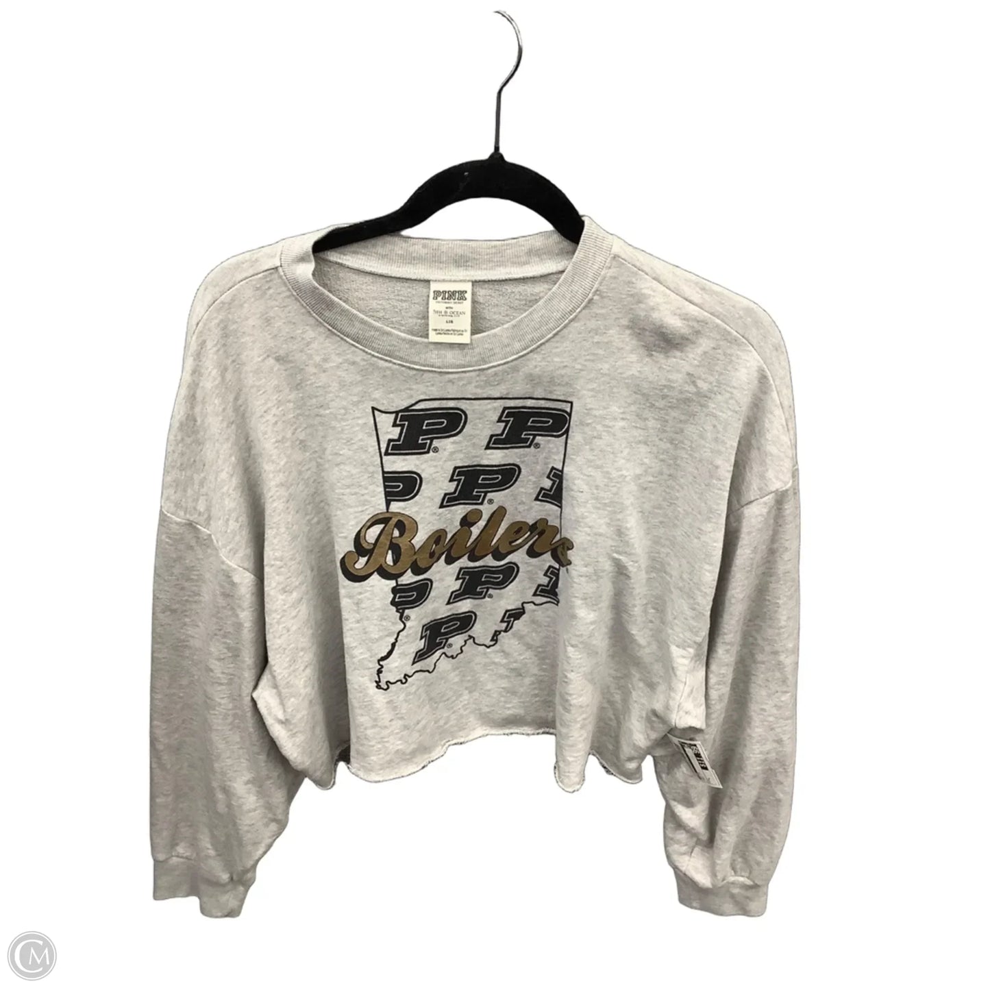 Top Long Sleeve By Pink In Grey, Size: L