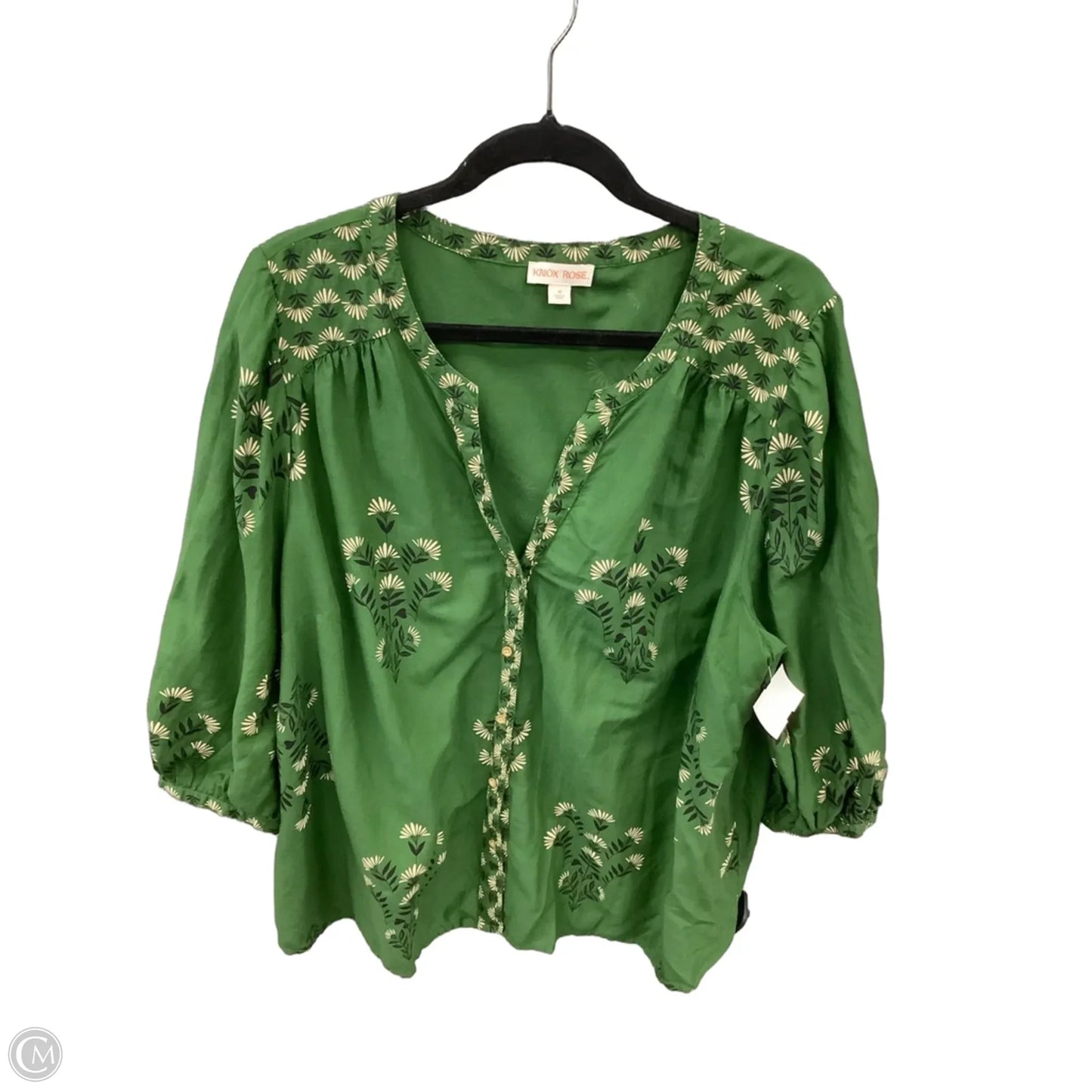 Top 3/4 Sleeve By Knox Rose In Green, Size: 1x