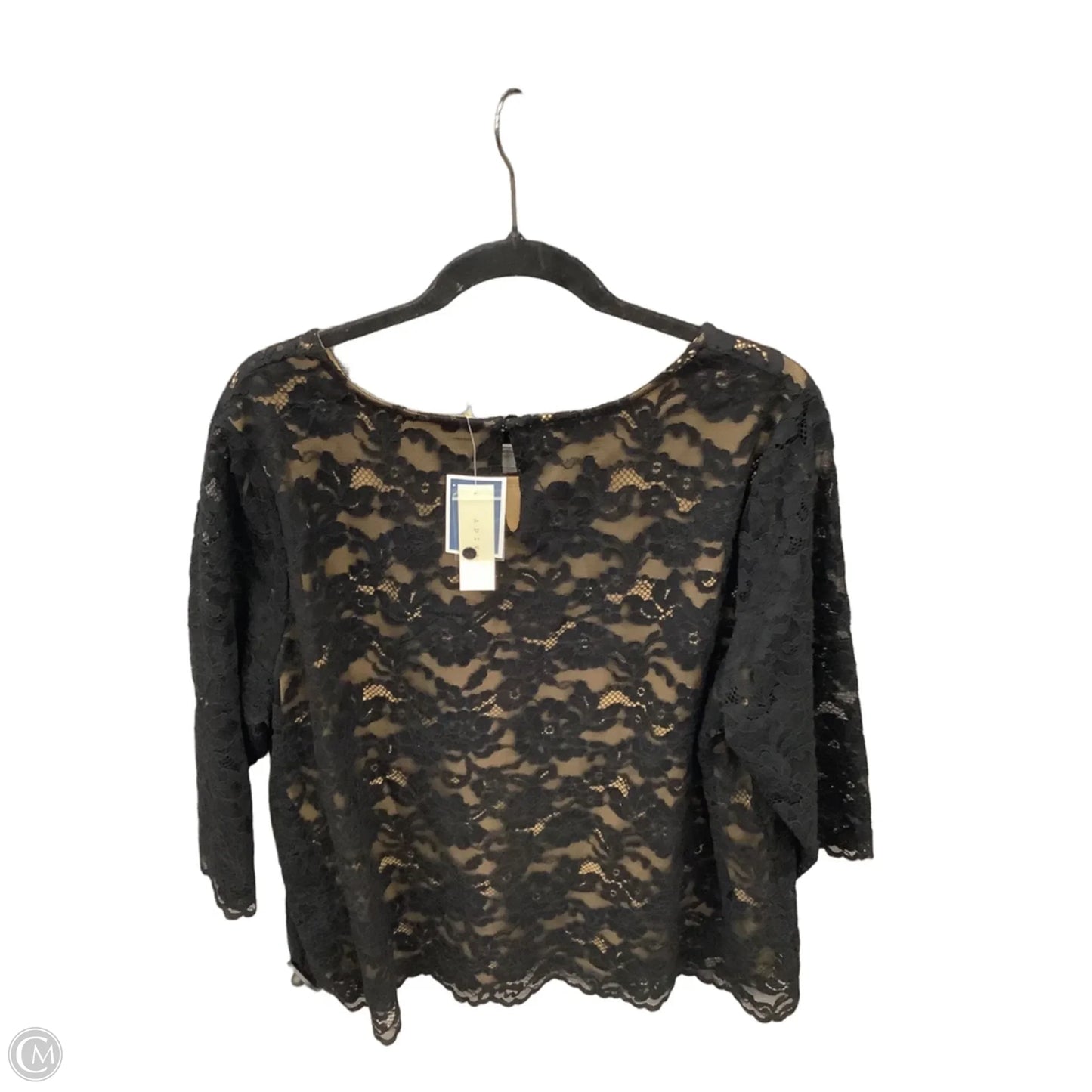 Blouse 3/4 Sleeve By Adiva In Black, Size: 2x