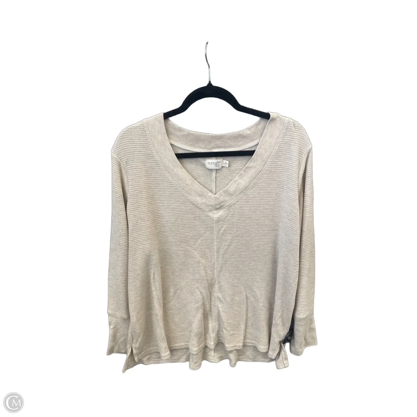 Top Long Sleeve By Terra & Sky In Tan, Size: 1x
