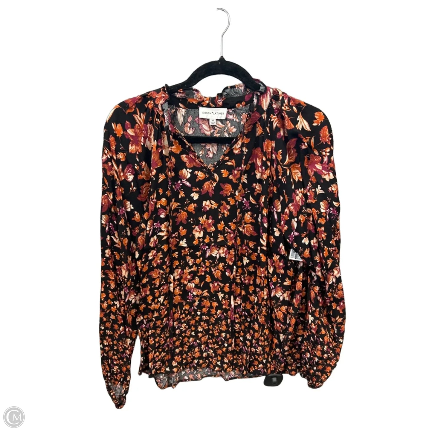 Blouse Long Sleeve By Gibson And Latimer In Black & Orange, Size: M