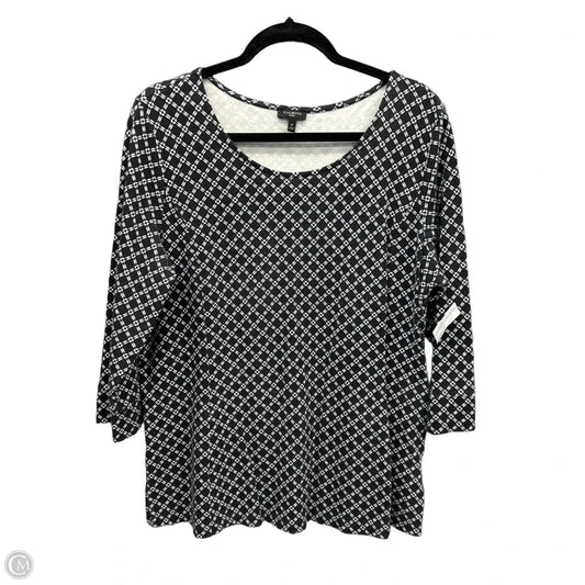 Top 3/4 Sleeve By Talbots In Black & White, Size: 1x