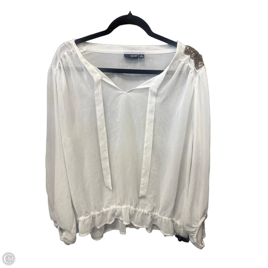 Blouse Long Sleeve By Ana In White, Size: Xl