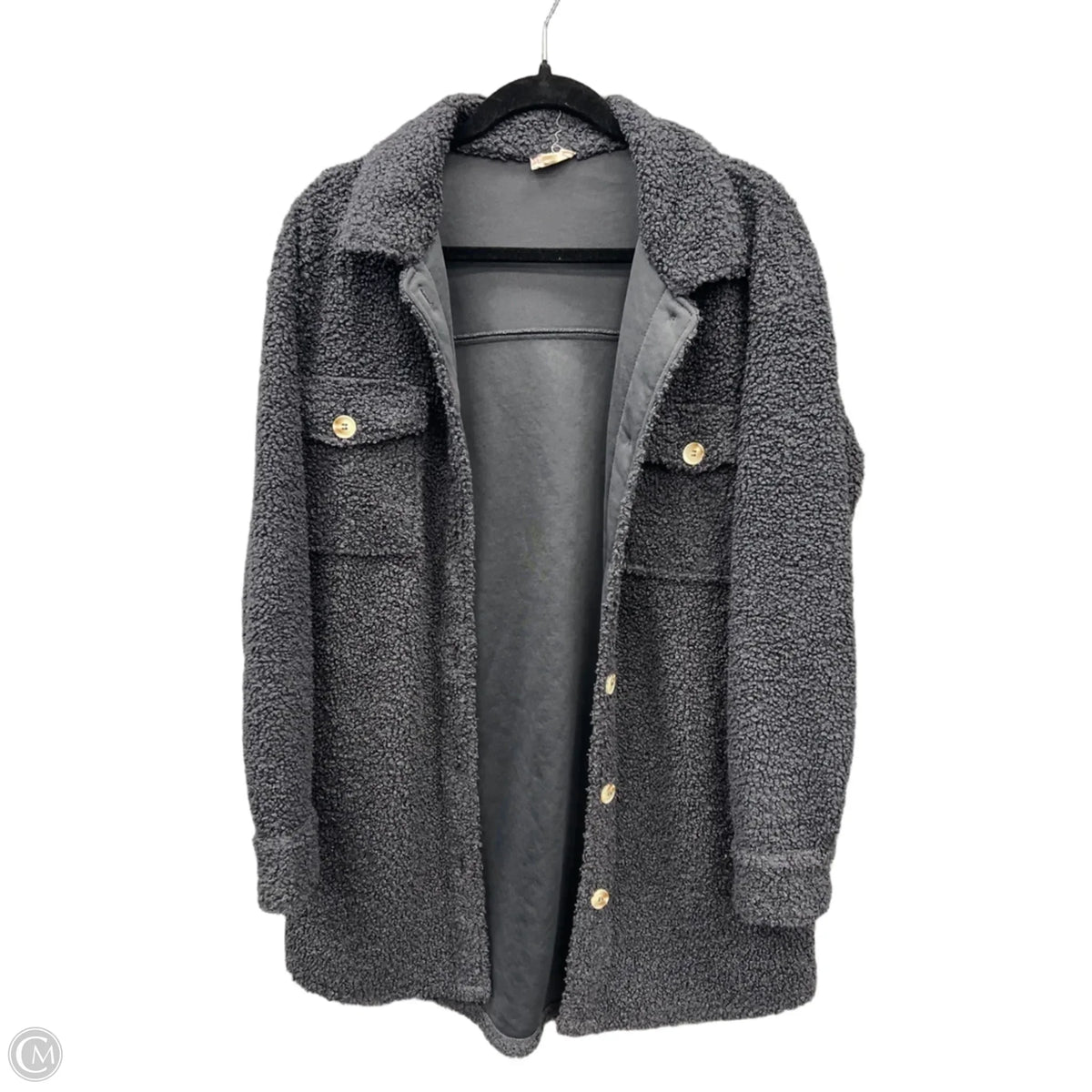Jacket Shirt By Hem & Thread In Grey, Size: M
