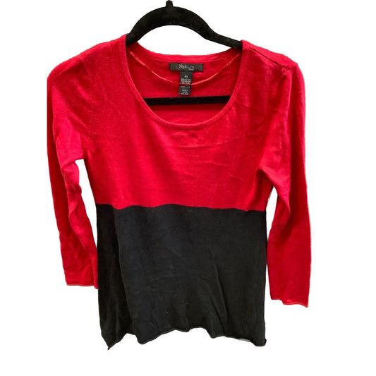 Tunic Long Sleeve By Style And Company In Black & Red, Size: Sp