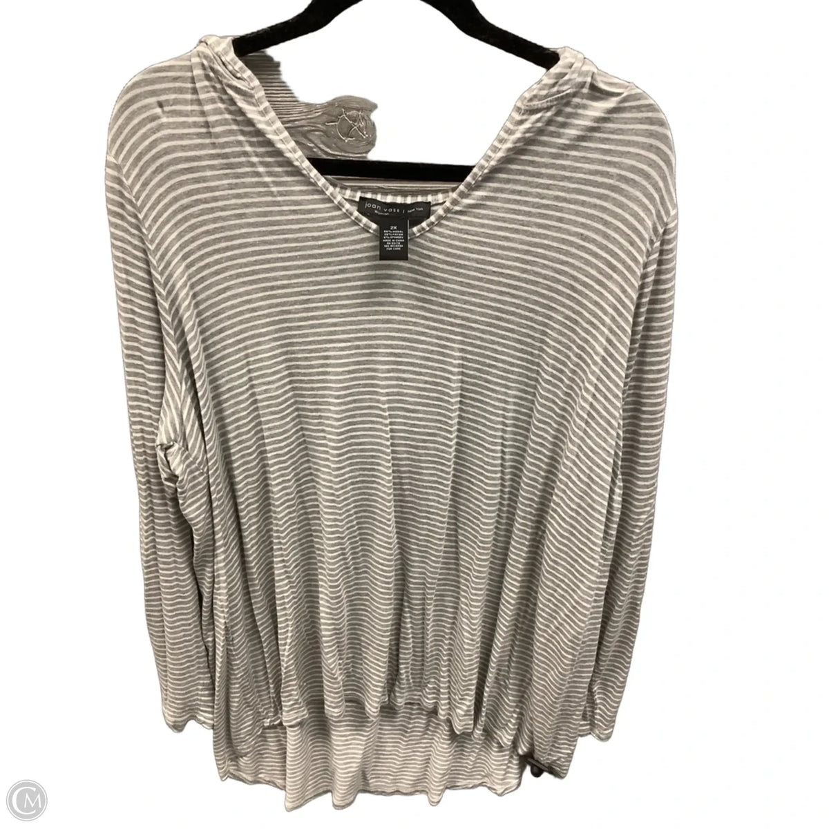 Top 3/4 Sleeve By Joan Vass In Striped Pattern, Size: 2x
