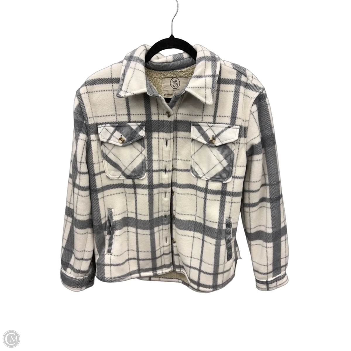Jacket Shirt By Sage In Plaid Pattern, Size: S