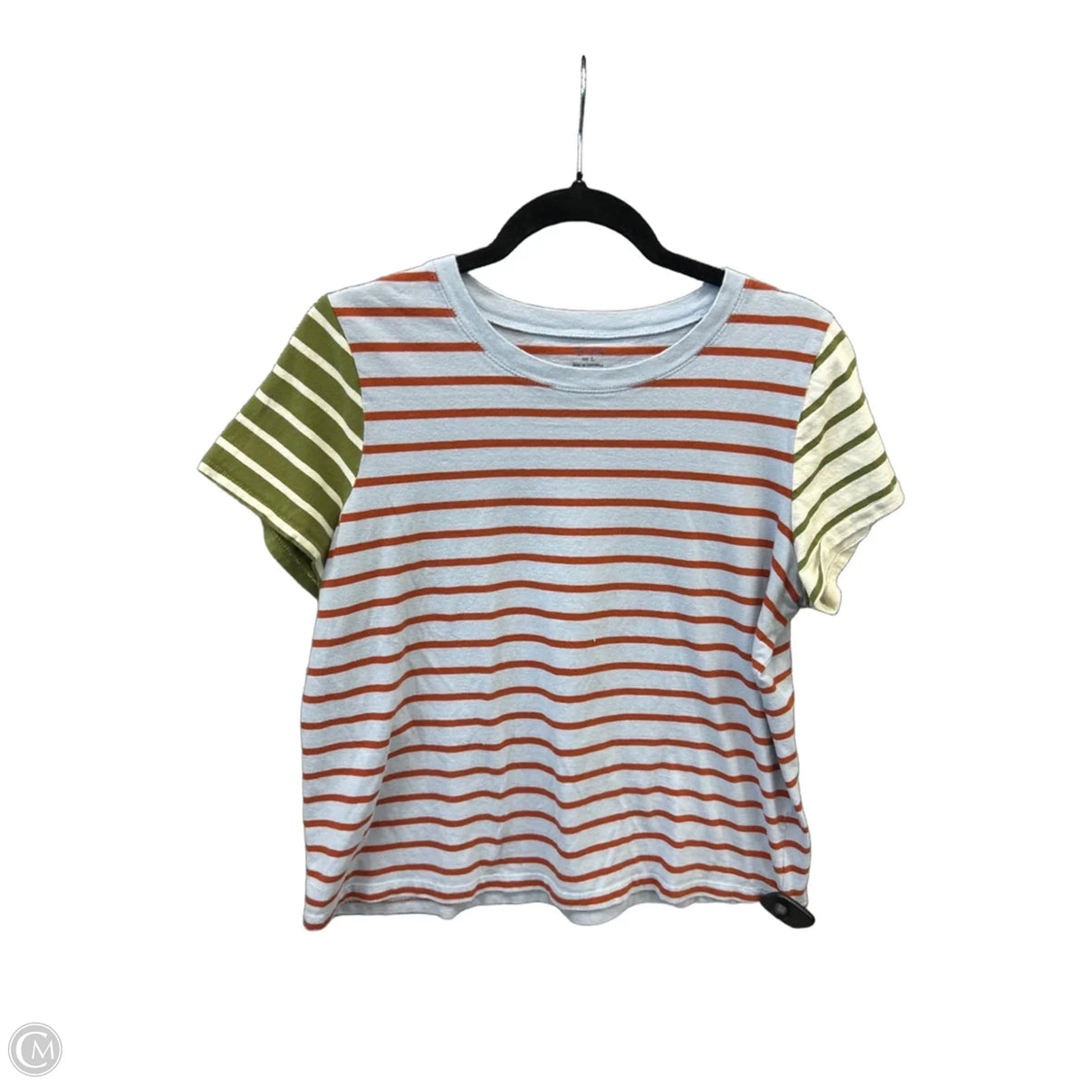 Top Short Sleeve By Madewell In Striped Pattern, Size: L