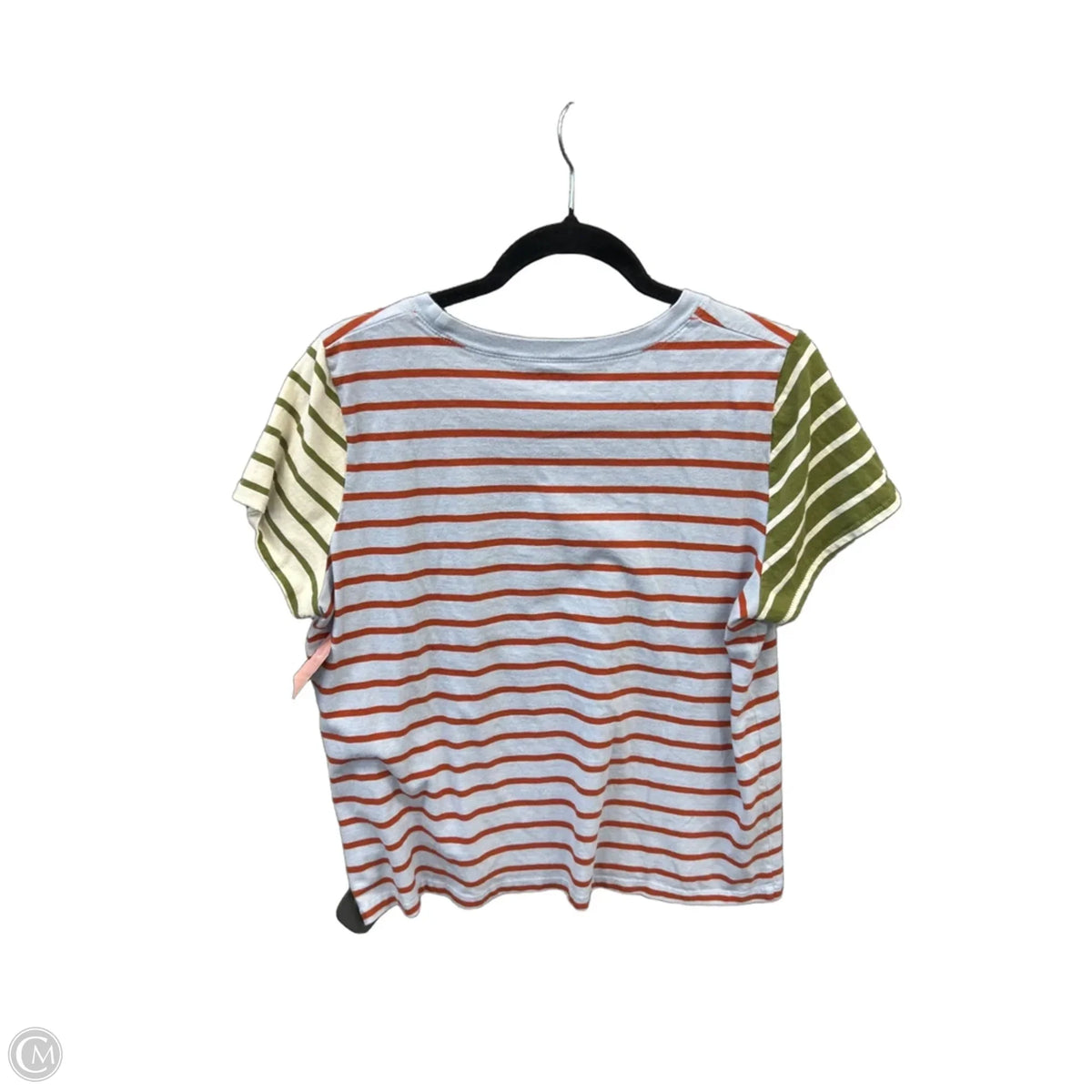 Top Short Sleeve By Madewell In Striped Pattern, Size: L