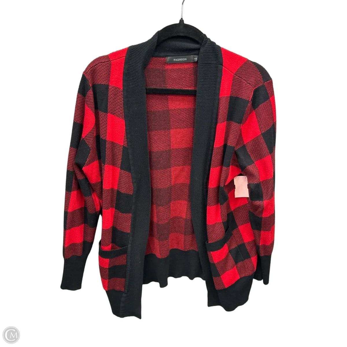 Cardigan By Clothes Mentor In Plaid Pattern, Size: L