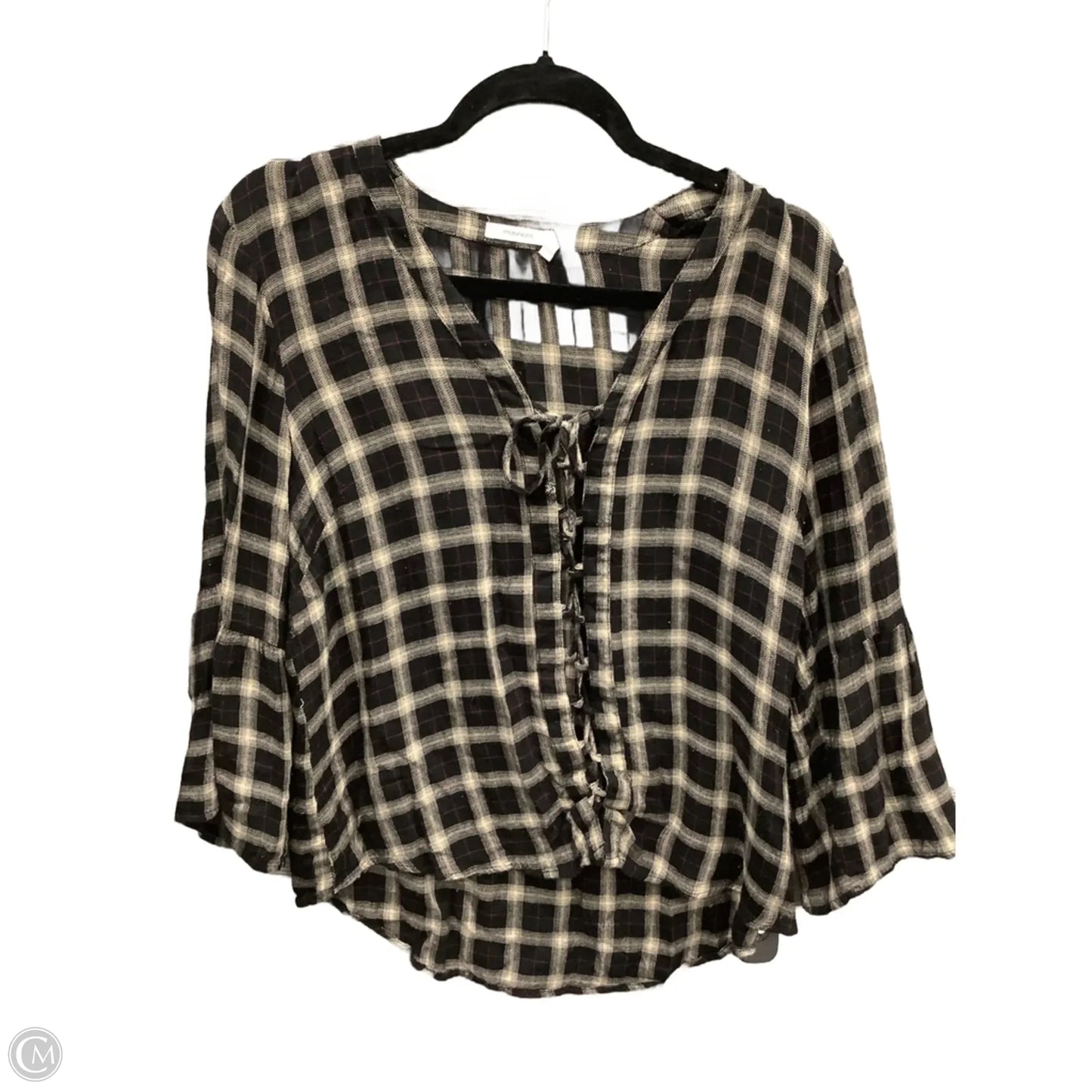 Top 3/4 Sleeve By Maurices In Plaid Pattern, Size: S
