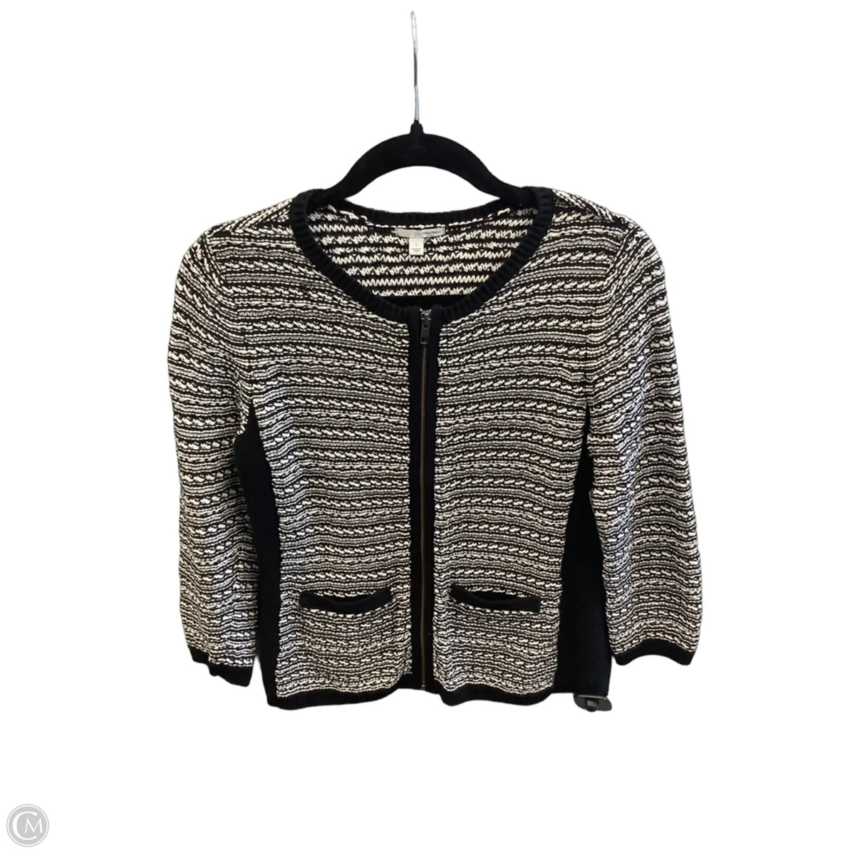 Top 3/4 Sleeve By Halogen In Black & White, Size: S