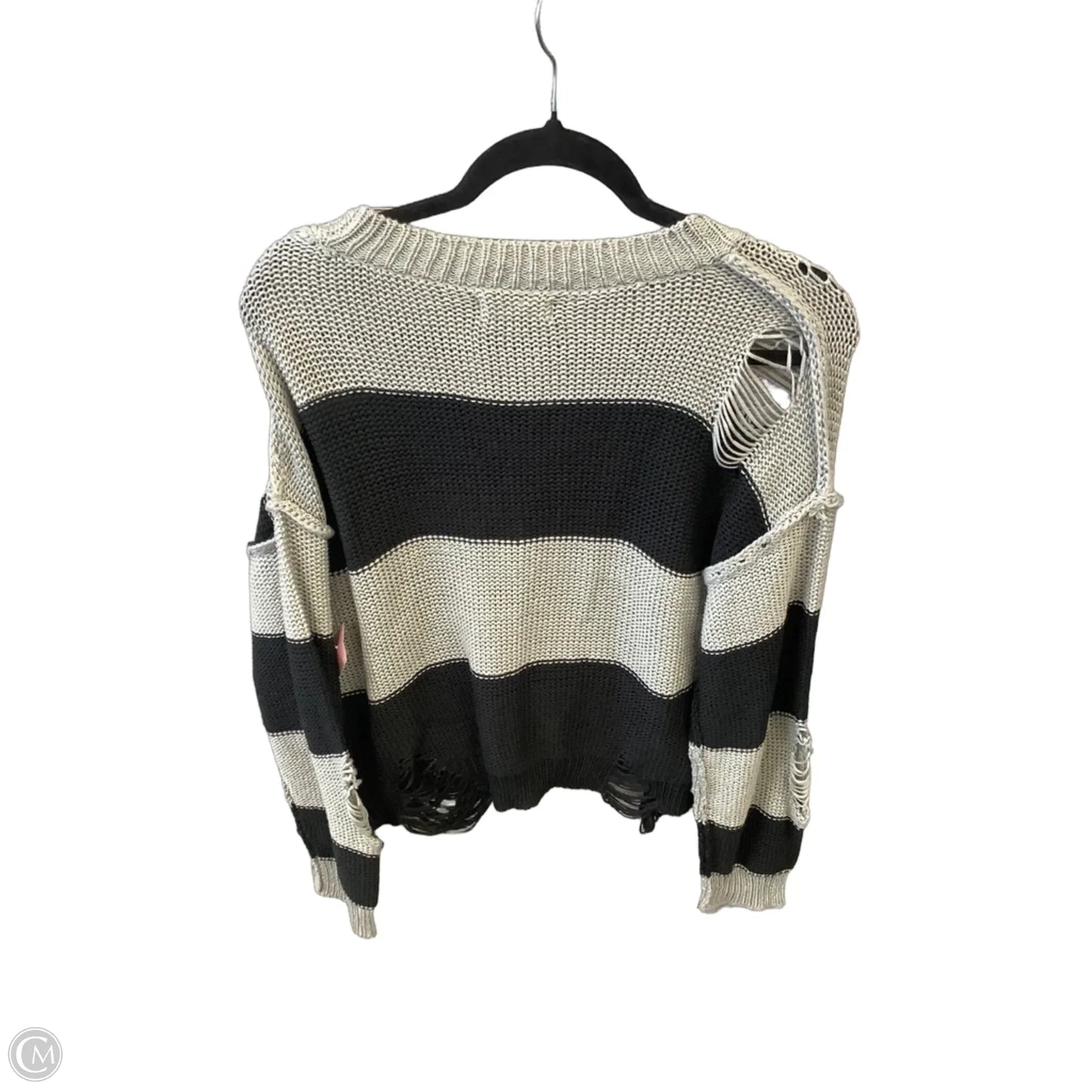 Sweater By Elan In Black & Grey, Size: S