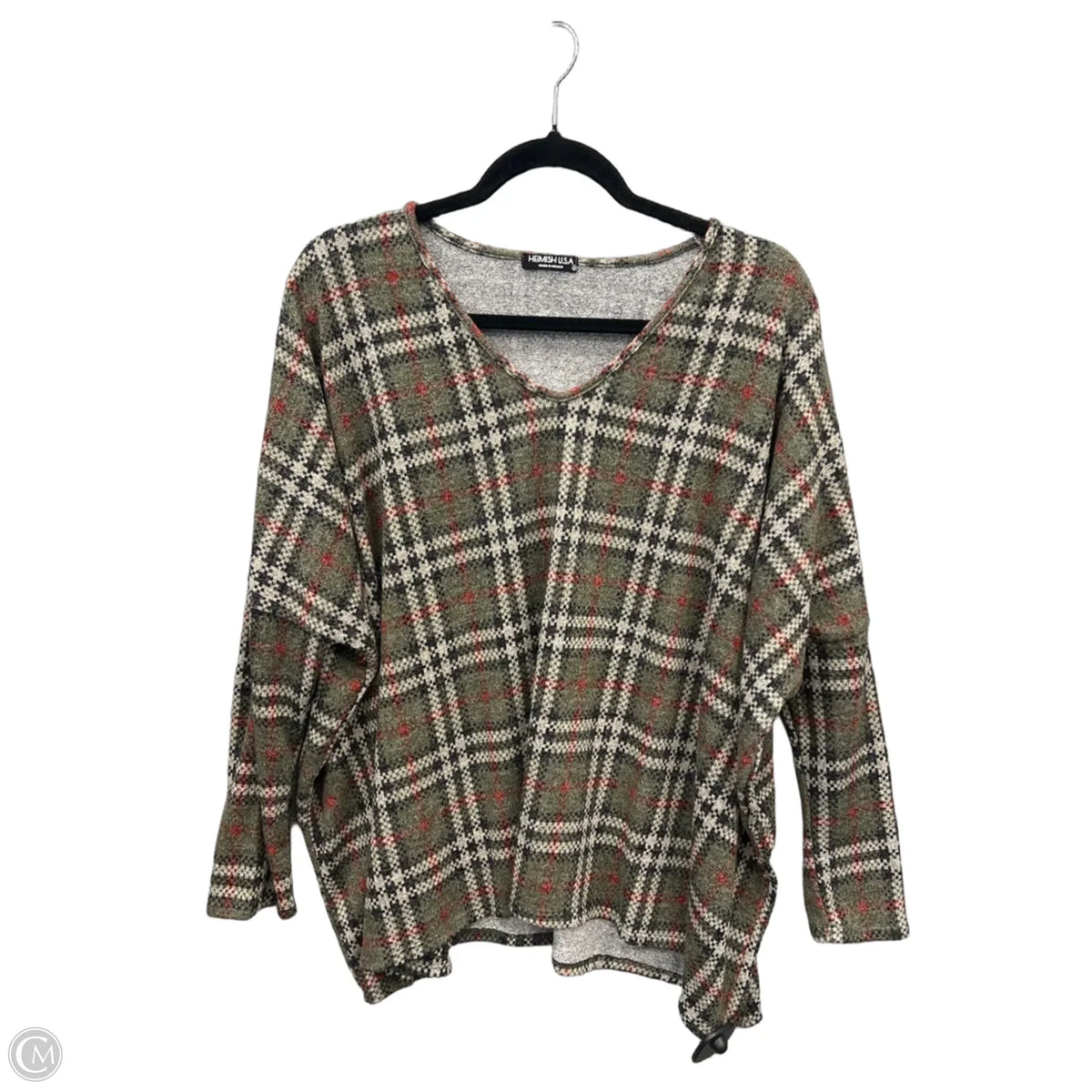 Top Long Sleeve By Heimish Usa In Plaid Pattern, Size: S
