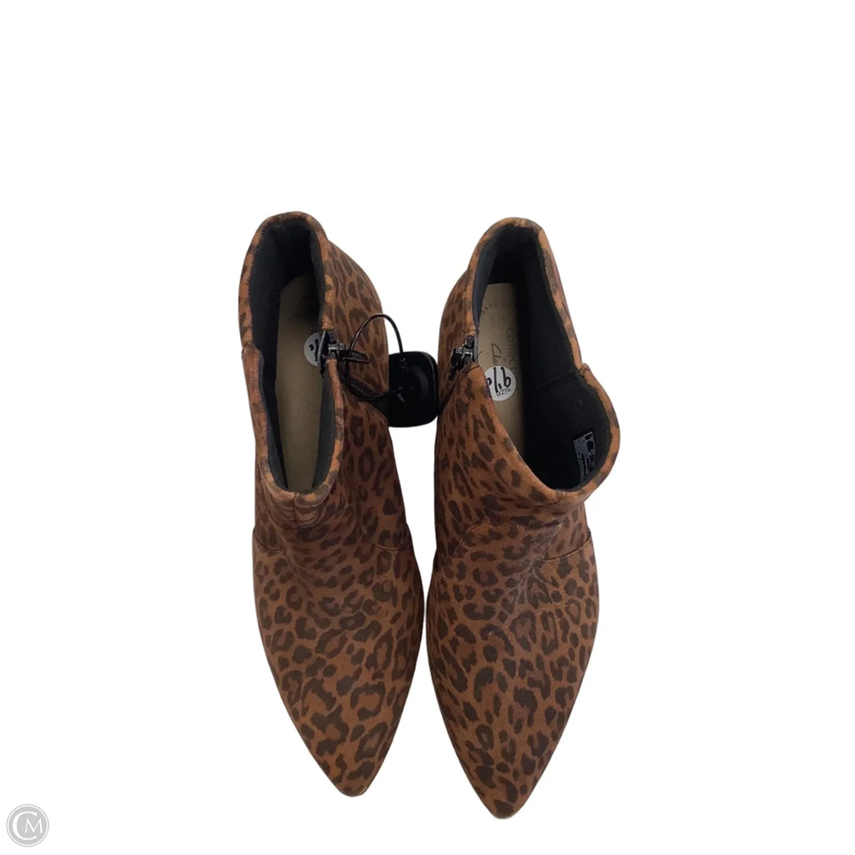 Boots Ankle Heels By Clarks In Leopard Print, Size: 9.5