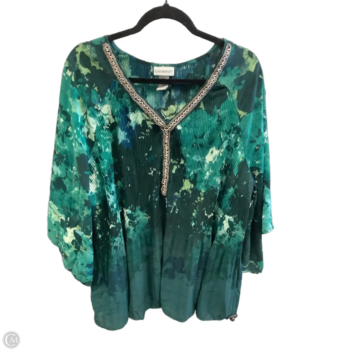 Blouse 3/4 Sleeve By Catherines In Green, Size: 3x