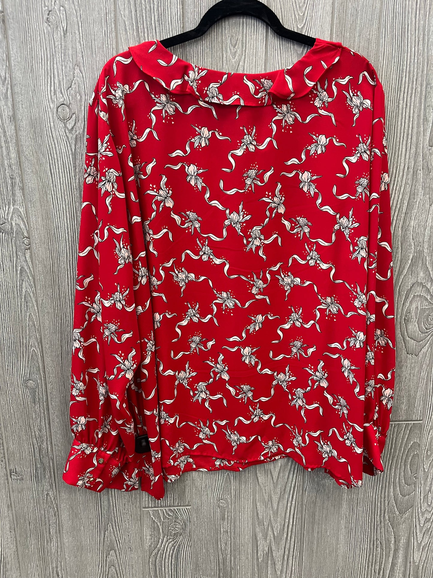 Top Long Sleeve By Liz Claiborne In Red & White, Size: 3x