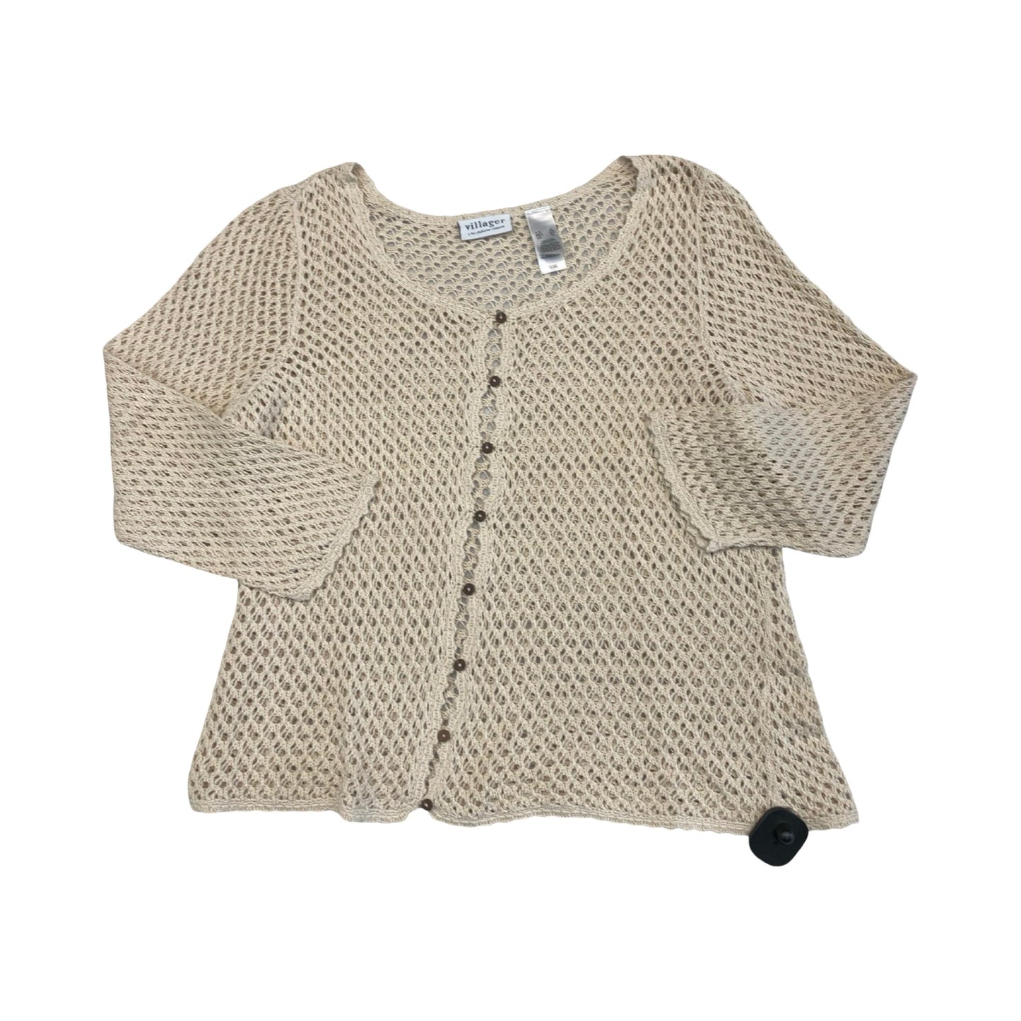 Sweater Cardigan By Villager By Liz Claiborne In Tortoise Shell Print, Size:Xl