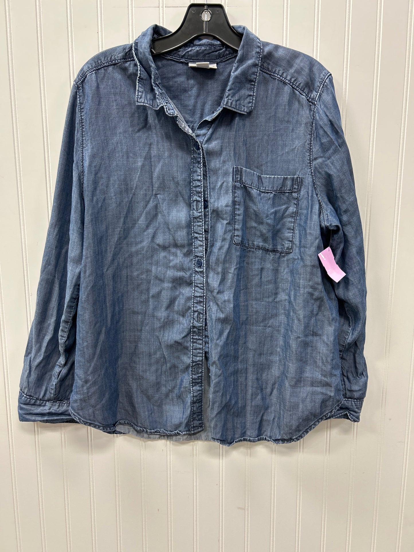 Blouse Ls By Liz Claiborne In Blue, Size:Xl