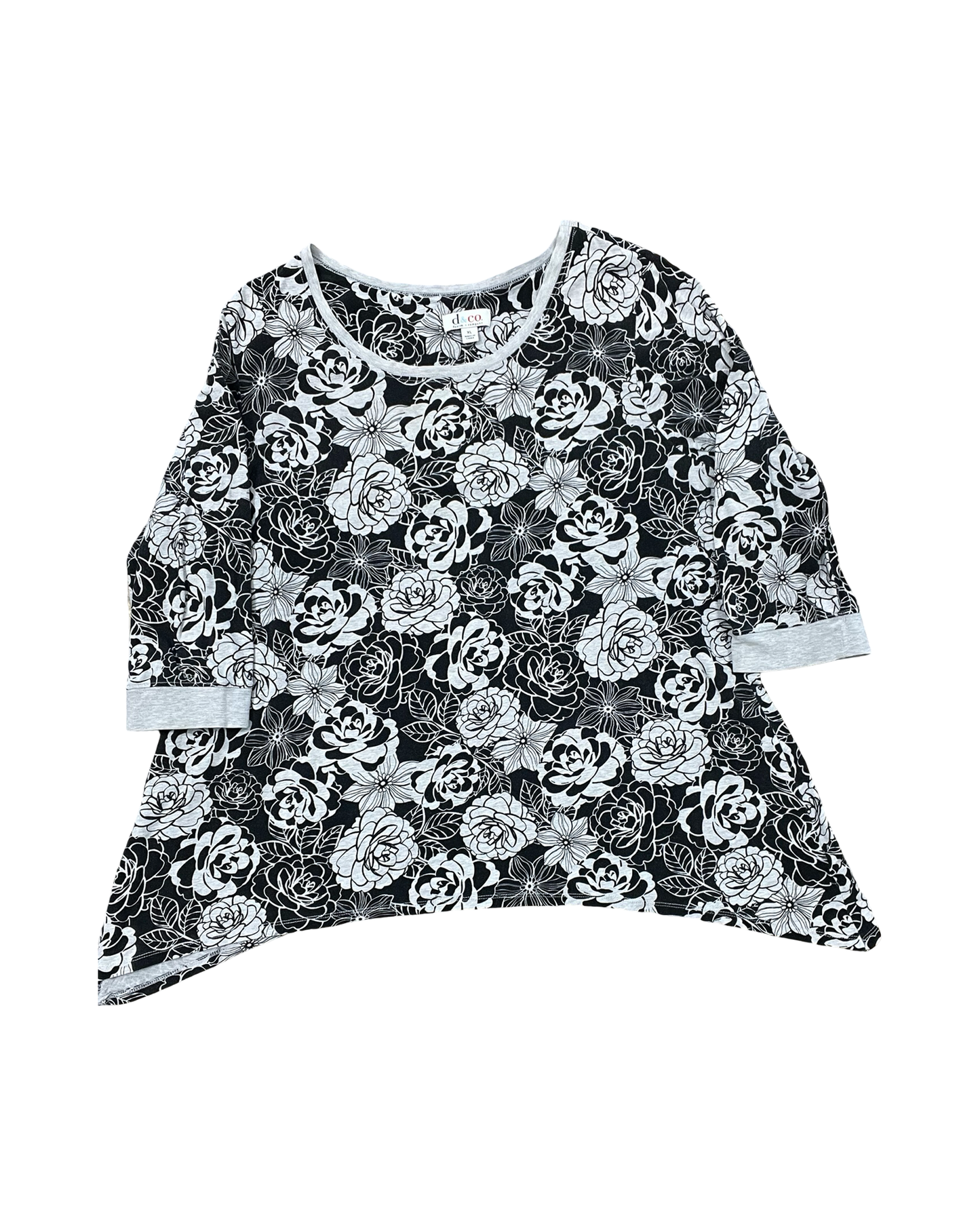 Top Ss By Denim And Company In Black & Grey, Size:Xl