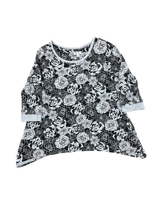 Top Ss By Denim And Company In Black & Grey, Size:Xl