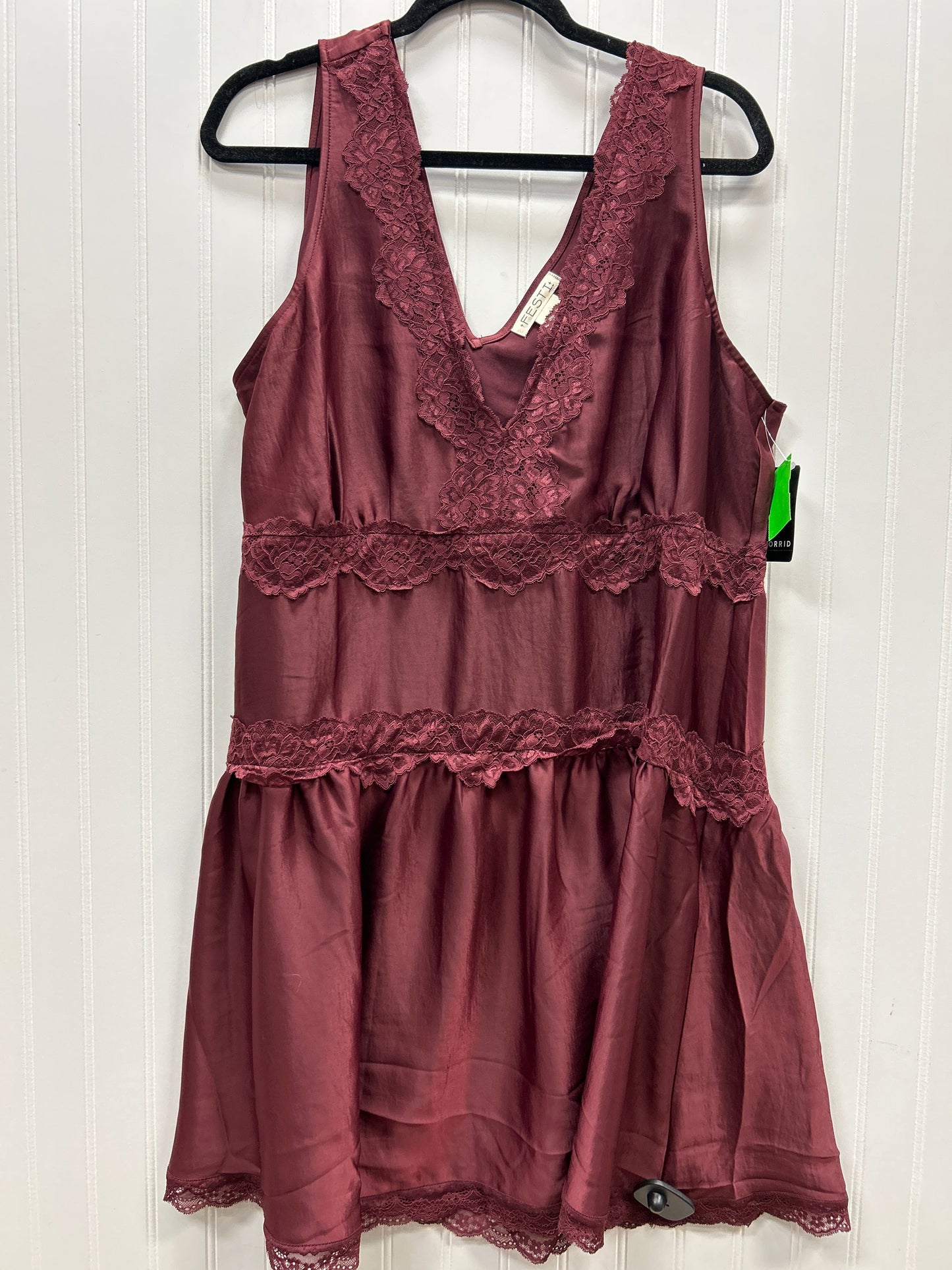 Dress Casual Short By Cmc In Maroon, Size:1X NWT