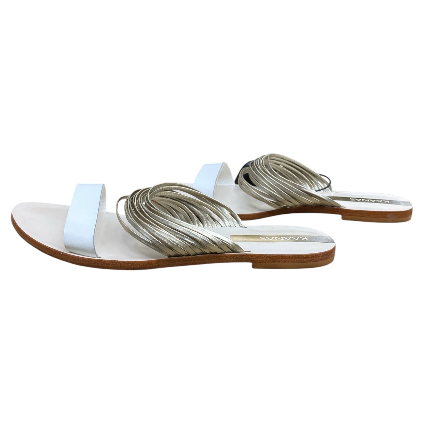 Sandals Flats By Cmc In Gold & White, Size:7