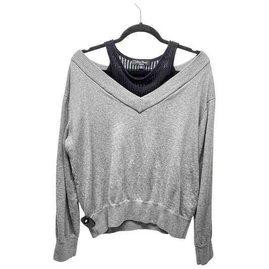 Sweatshirt Collar By Lea & Viola In Black & Grey, Size: M