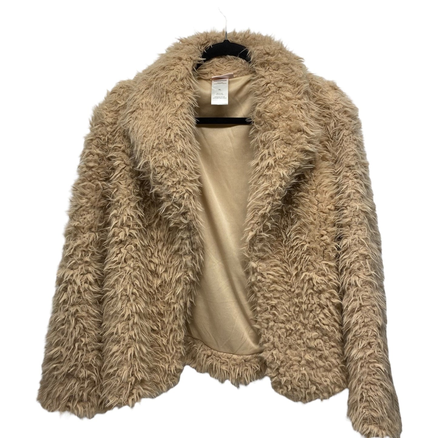 Coat Faux Fur & Sherpa By Little Lass In Beige, Size: Xl