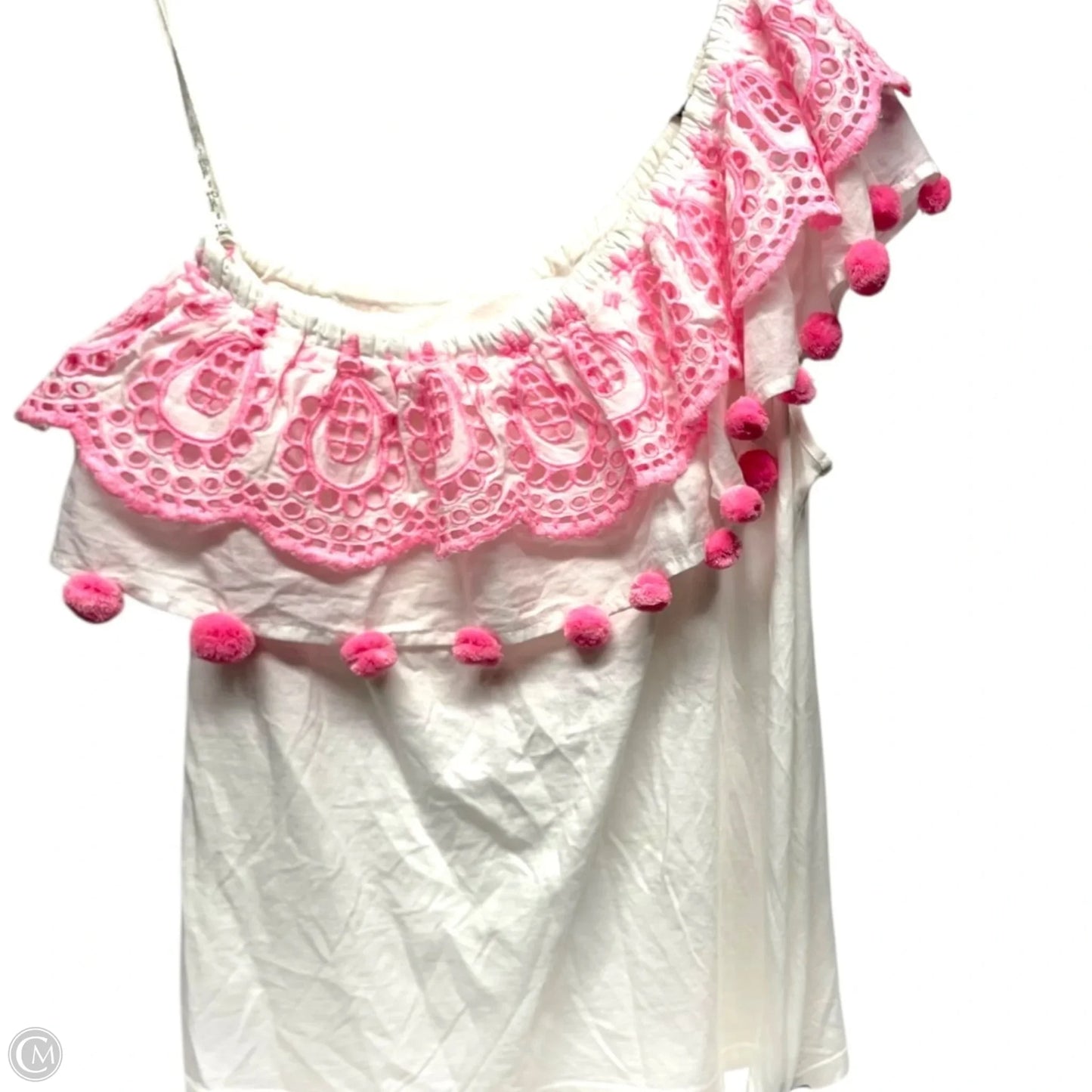 Top Short Sleeve By Lilly Pulitzer In Pink & White, Size: S