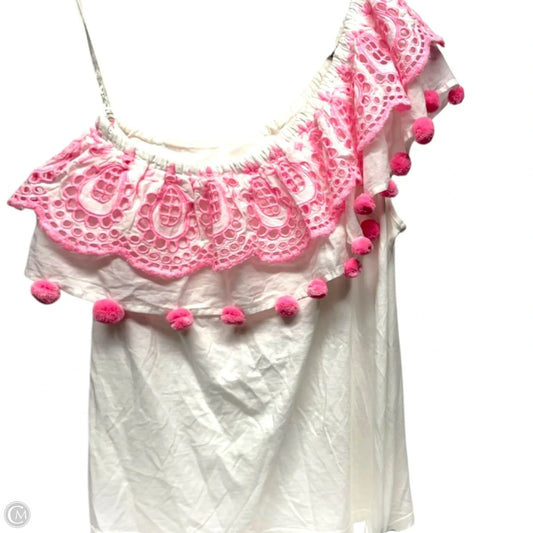Top Short Sleeve By Lilly Pulitzer In Pink & White, Size: S