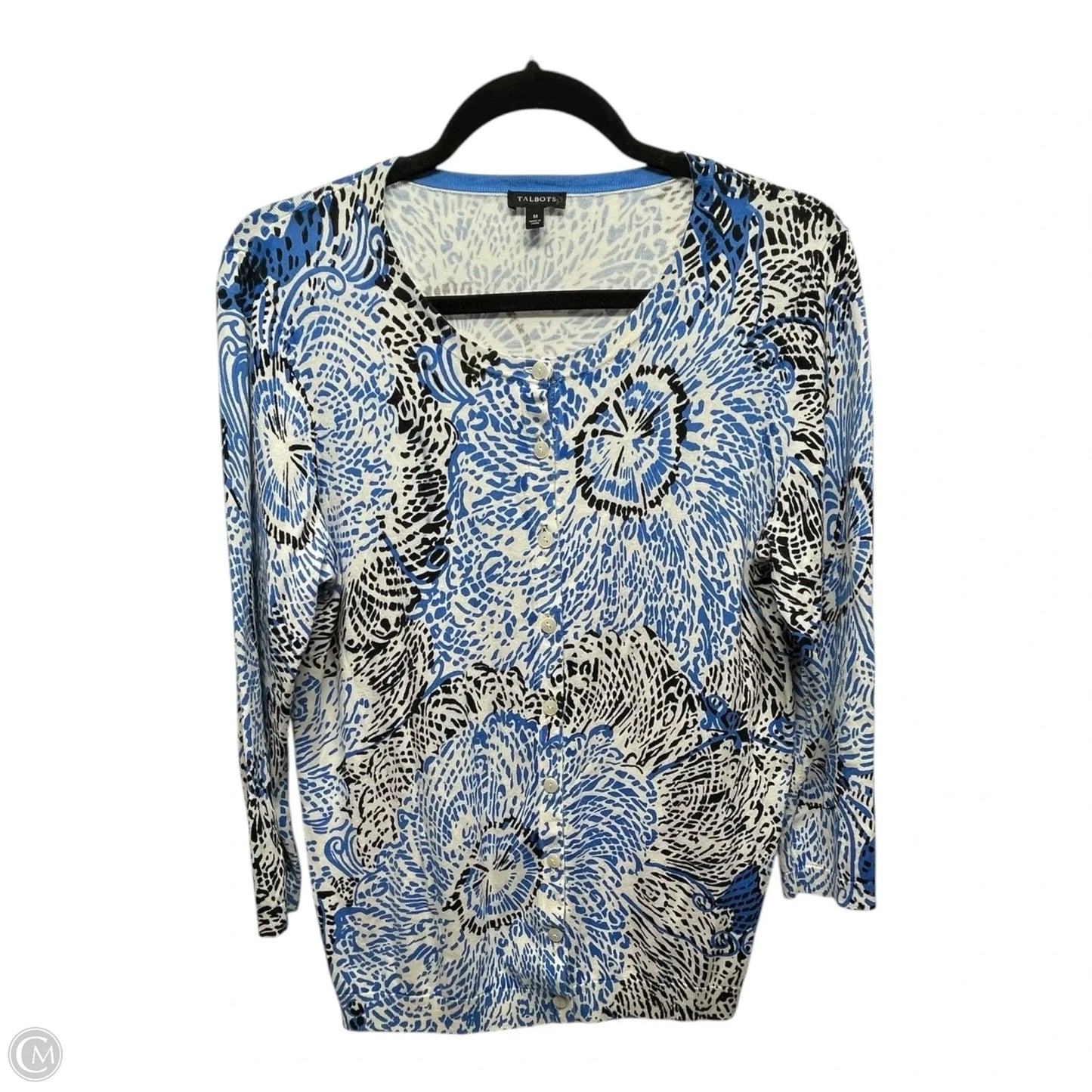 Cardigan By Talbots In Black & Blue, Size: M