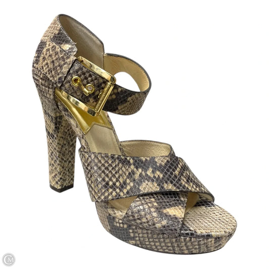 Sandals Heels Block By Michael By Michael Kors In Snakeskin Print, Size: 10