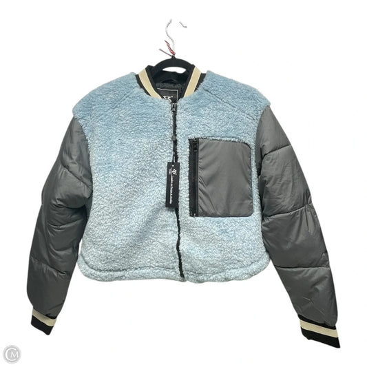 Jacket Faux Fur & Sherpa By Yoki In Blue & Grey, Size: M