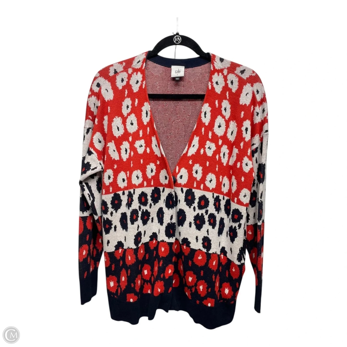 Sweater Cardigan By Cabi In Black & Red, Size: S