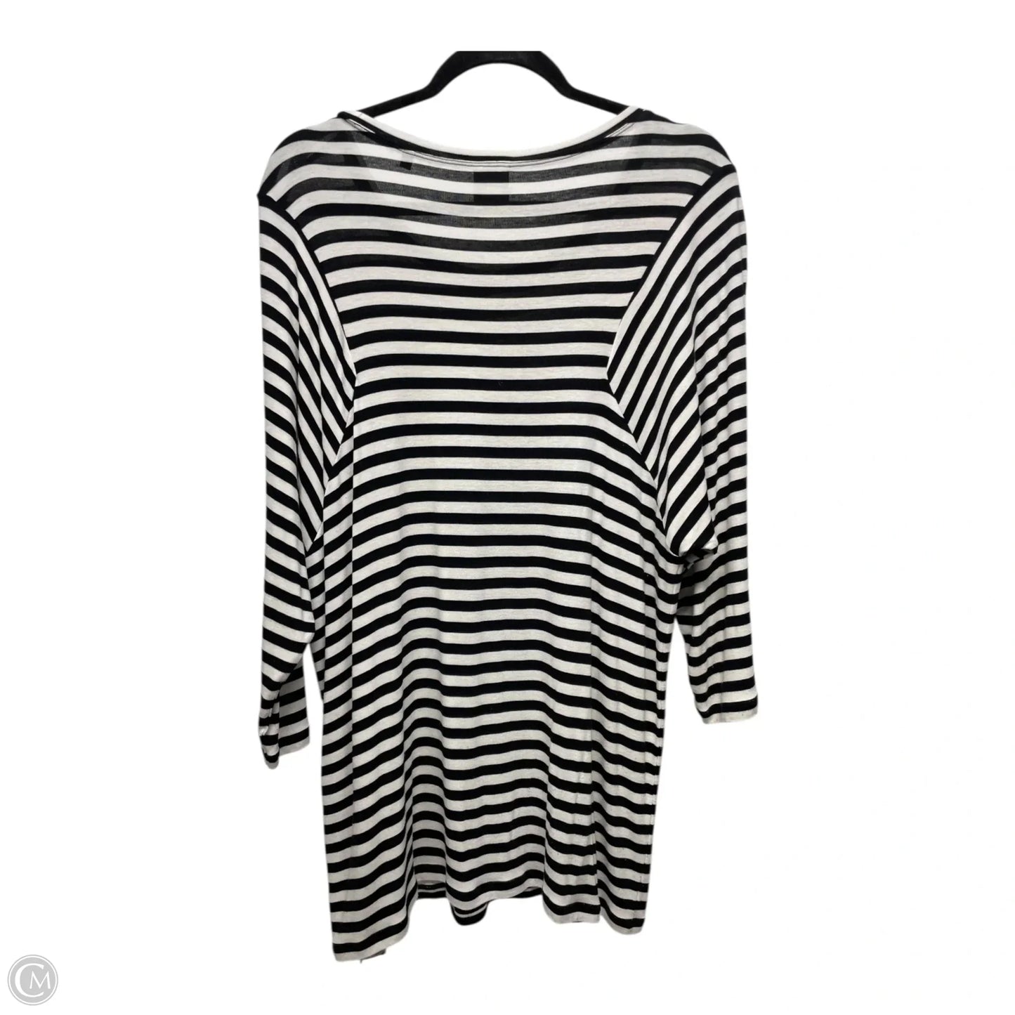 Top Long Sleeve By Cabi In Blue & White, Size: L