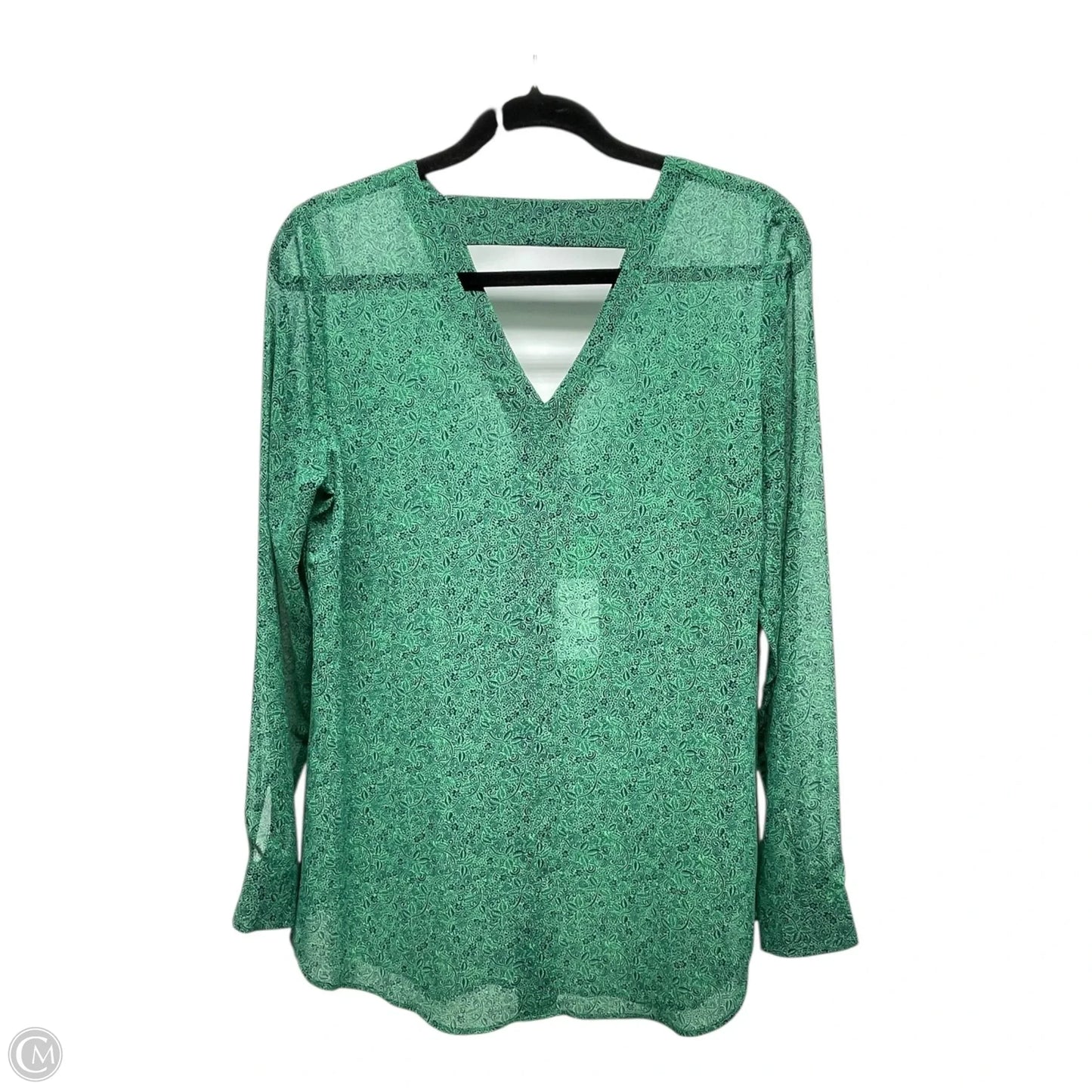Blouse Long Sleeve By Cabi In Blue & Green, Size: M