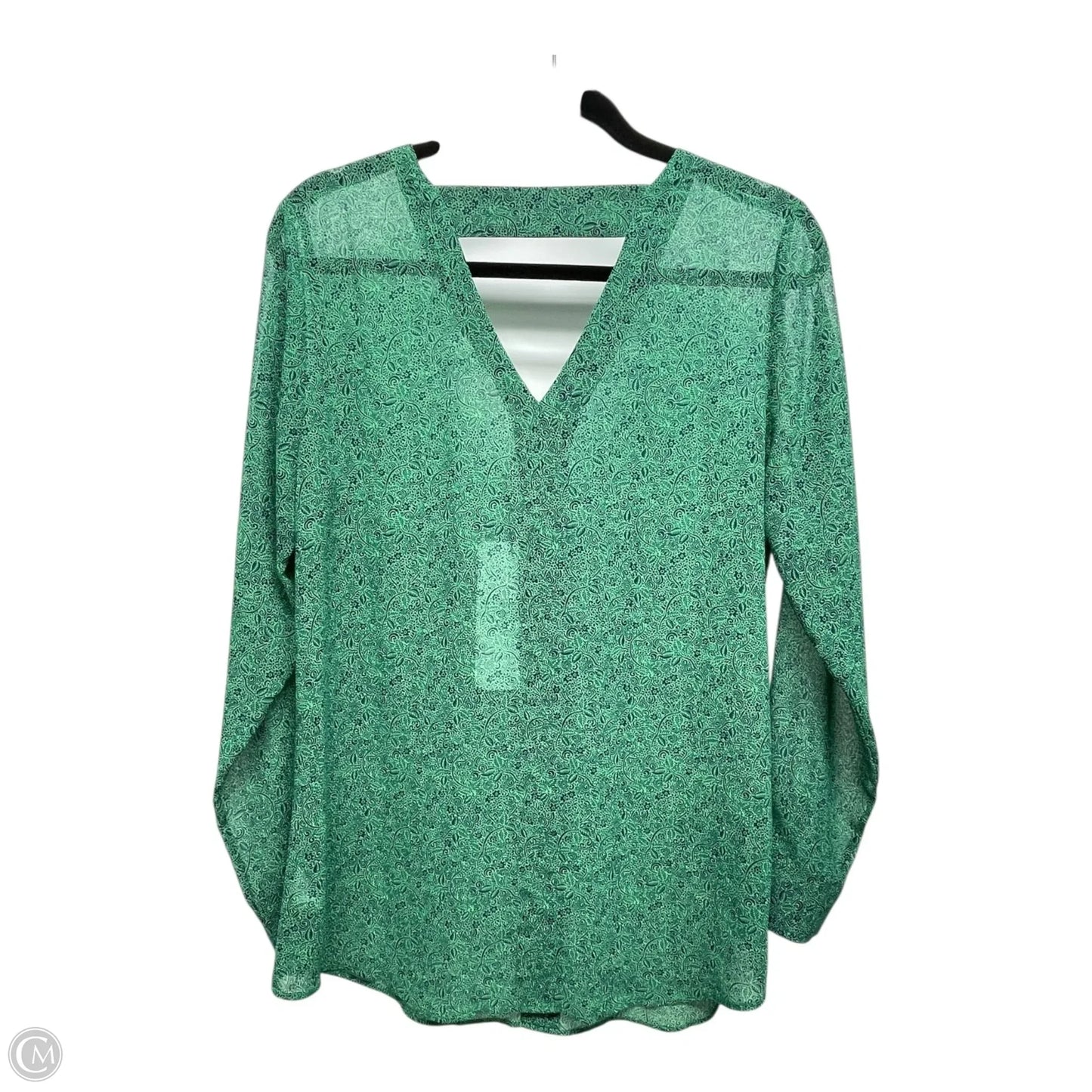 Blouse Long Sleeve By Cabi In Blue & Green, Size: M