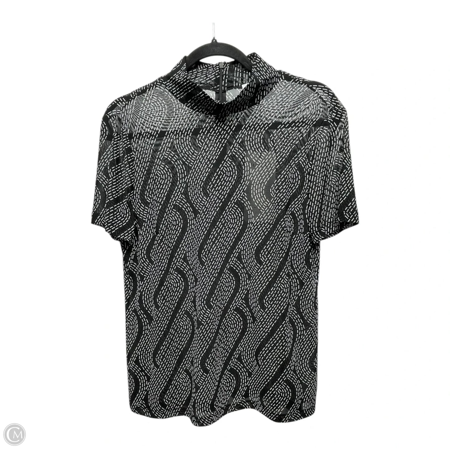 Top Short Sleeve By Cabi In Black & White, Size: M