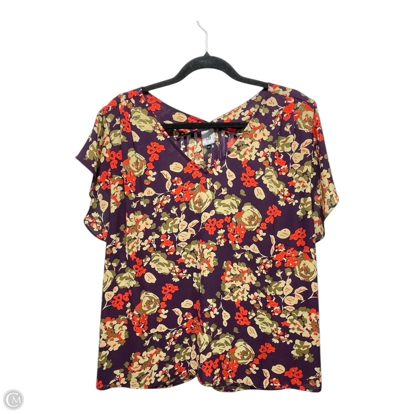 Top Short Sleeve By Cabi In Maroon, Size: L