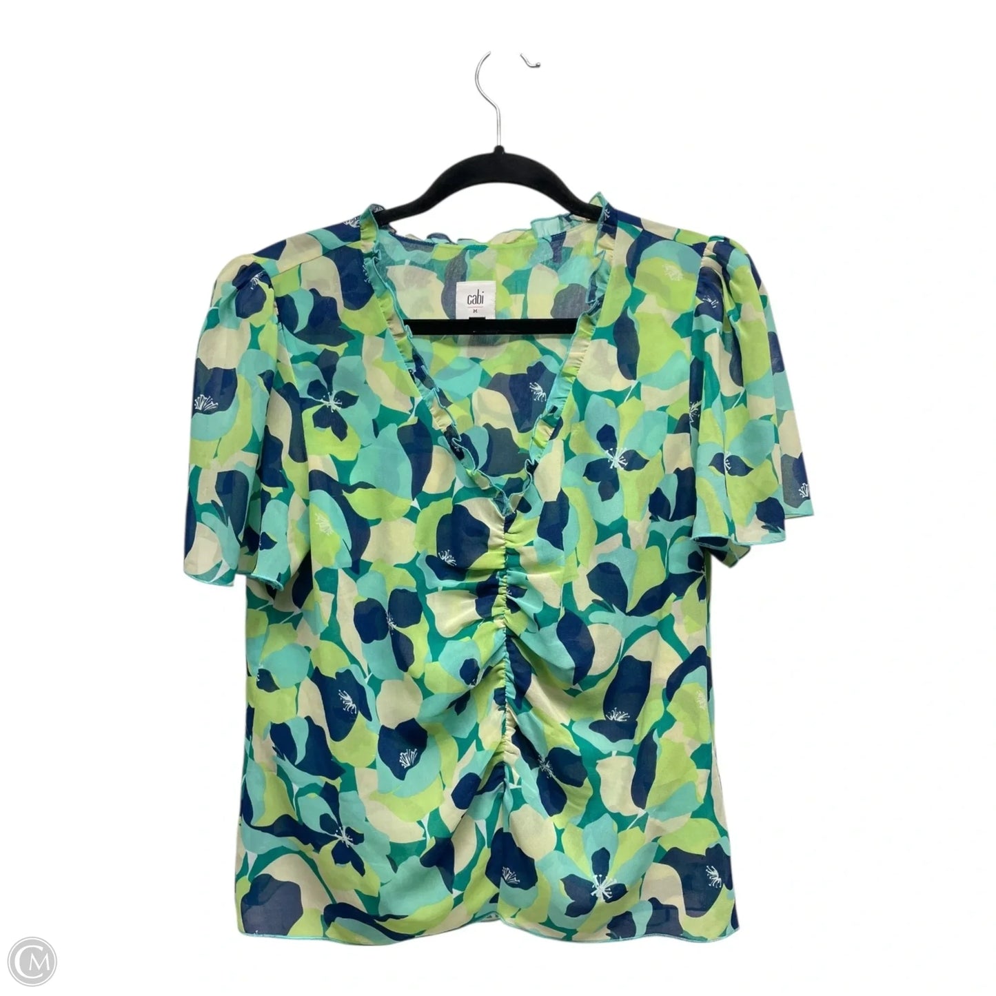 Top Short Sleeve By Cabi In Blue & Green, Size: M