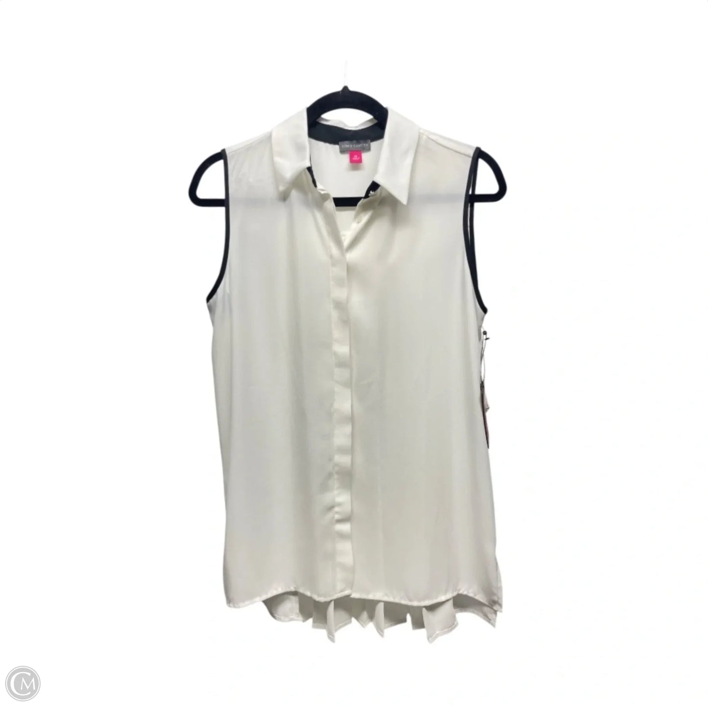 Blouse Sleeveless By Vince Camuto In Black & Cream, Size: Xs