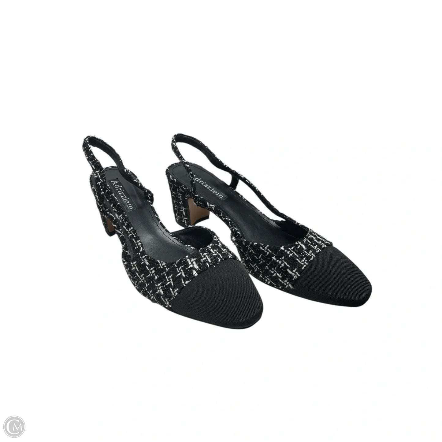 Shoes Heels Block By Clothes Mentor In Black & White, Size: 9.5