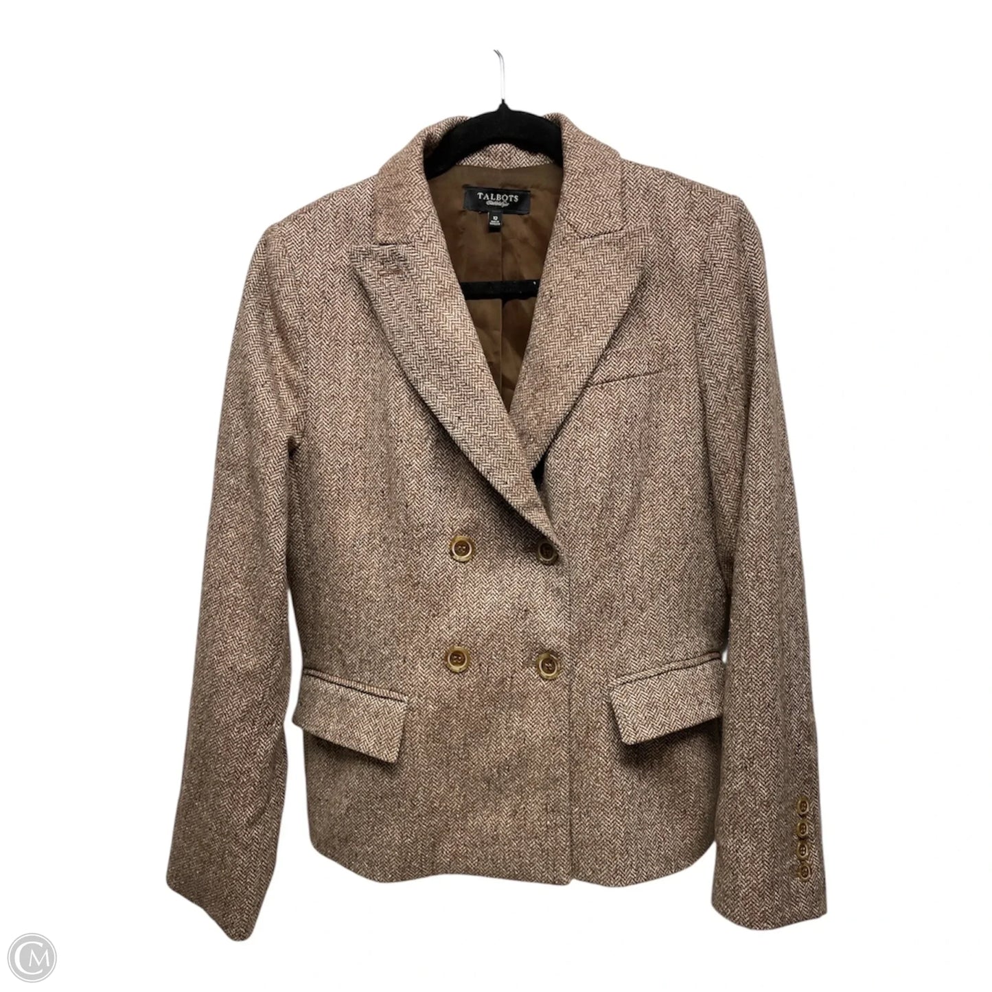 Blazer By Talbots In Brown & Cream, Size: 12