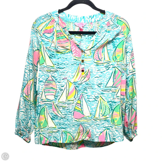 Blouse Designer By Lilly Pulitzer In Aqua, Size: S