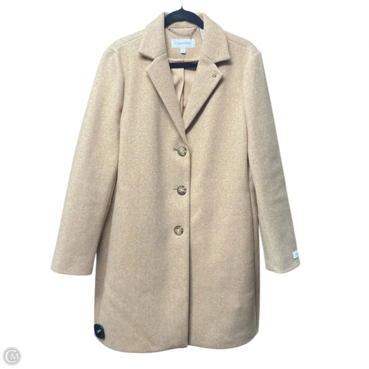 Coat Wool By Calvin Klein In Tan, Size: L