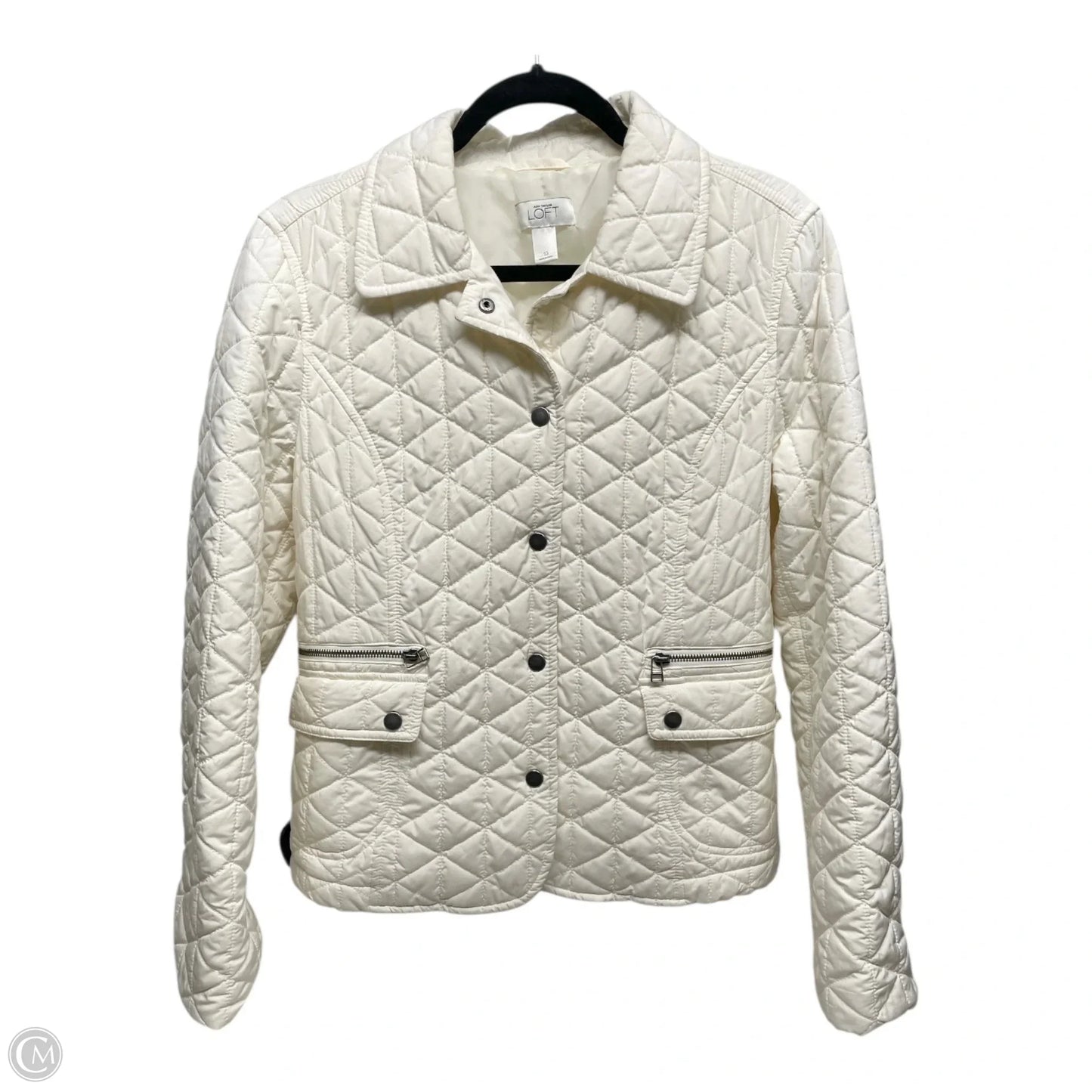 Jacket Puffer & Quilted By Loft In Cream, Size: 10