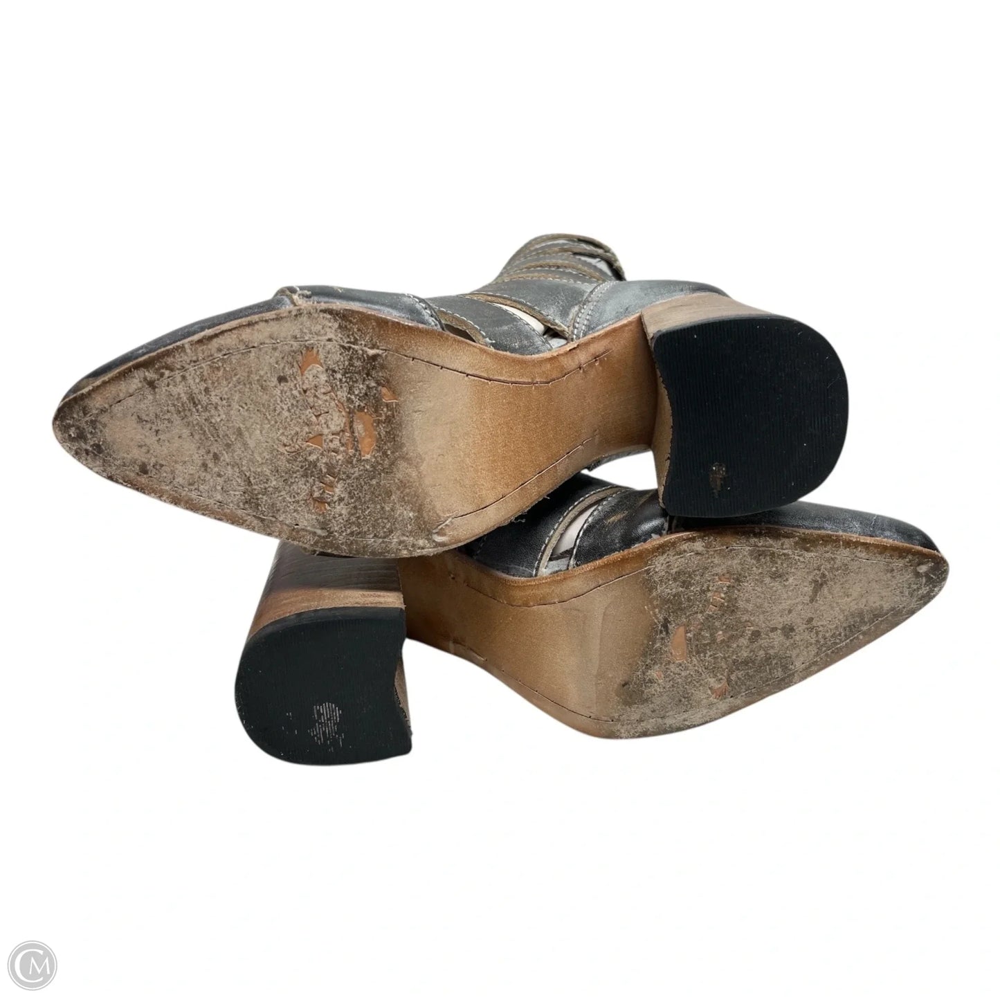 Boots Ankle Heels By FREEBIRD In Grey & Tan, Size: 6